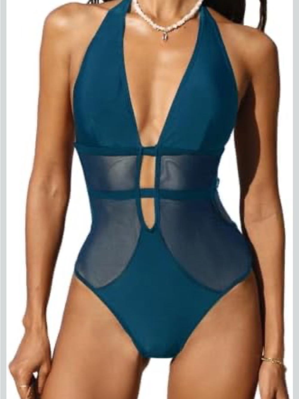 Cupshe Blue Plunging Keyhole Standard One-Piece NWT - Picture 5 of 13